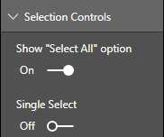 Screenshot of configuration options for a dropdown visual